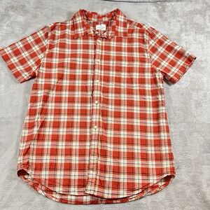 Mutual Weave Large Mens Plaid Camp Shirt Short Sleeve Button Up Casual
